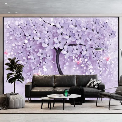 Обои фотообои фотообои 3d на стену обои флизелиновые фото обои на стену WRS  Пурпурное дерево с летающими вокруг него бабочками - купить по выгодной  цене | AliExpress