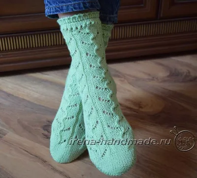 Ажурные носки с узором «Ручеек» (вязание, схемы и фото) - Irena Handmade