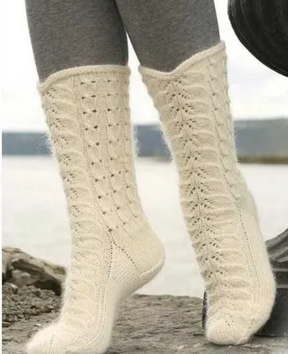 Ажурные носки спицами схемы с описанием вязания
