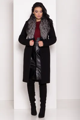 Купить зимнее пальто женское \"Кареро 8381\" оптом в Украине | Цвет \"Черный\"