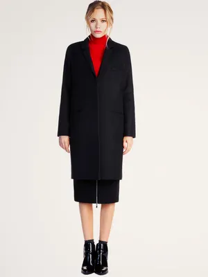 Прямое черное пальто из шерсти – Россия, черного цвета, шерсть. Купить в  интернет-магазине в Москве. Цена 8000 руб.