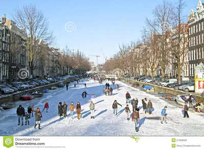 Зима в Амстердам Нидерланды Редакционное Изображение - изображение  насчитывающей люди, плавучие: 27584590