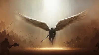 Картинка Diablo Diablo 3 Мечи Крылья Игры Ангелы