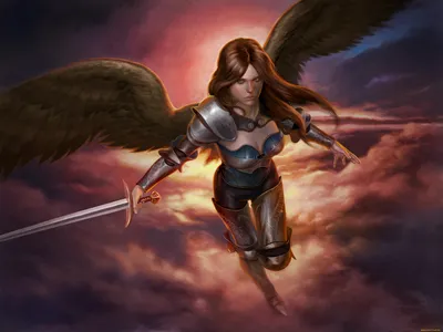 Изображение Обои девушка, оружие, ангел, Фантастика, angel, крылья, меч,  арт на рабочий стол hd