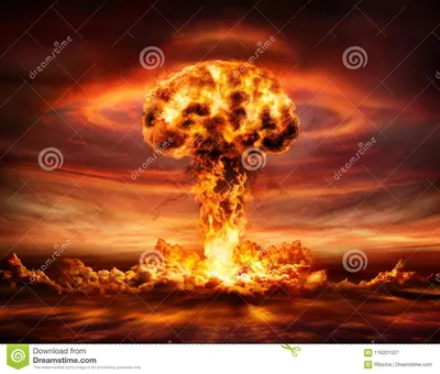 Взрыв ядерной бомбы - ядерный гриб Стоковое Изображение - изображение  насчитывающей радиоактивно, дым: 116201527
