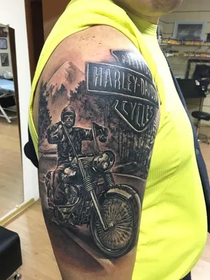 Байкерские тату - эскизы, значения татуировок для байкеров, места нанесения  на руку, плечо, предплечье