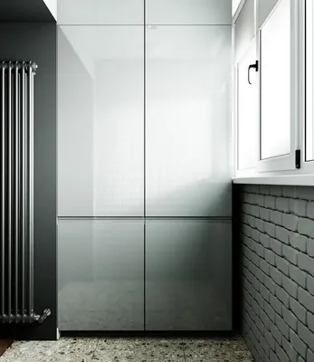 Глянцевый шкаф на балкон с фрезерованными фасадами мдф по выгодным ценам от  «Алька Мебель» - 897337963