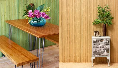 Бамбуковые обои для стен в интерьере - 75 фото