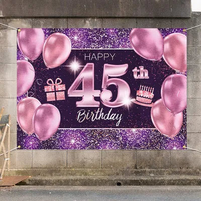 Баннер для дня рождения 45-го дня рождения-45 украшения для дня рождения  для женщин-розовое фиолетовое золото - купить по выгодной цене | AliExpress
