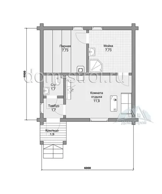Проект: Одноэтажная баня 6 на 6. 33 м2 – цена, характеристики, комплектация