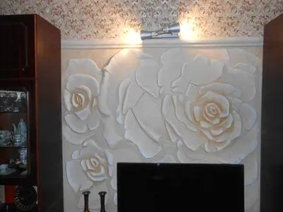 Мой первый барельеф на стене \" Розы\". Размер: 2.5х2.5 метра. | Пикабу