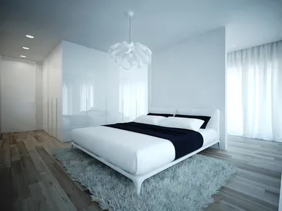 Белая глянцевая спальня фото