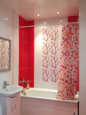 Бело красная ванная комната фото