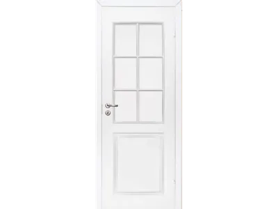 Финская дверь \"Каспиан\" белая под 6 стекол крашеная с притвором ОЛОВИ -  купить в Москве недорого - Двери9