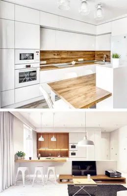 Белая кухня с деревянной столешницей Тувола К600 под заказ в Минске