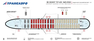 Лучшие места в самолете Boeing 737-400 - Трансаэро