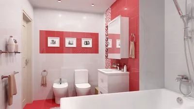 Красная плитка в туалете - 48 фото