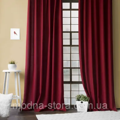 Комплект бордовые шторы лен мешковина. Готовые шторы бордового цвета в  спальню, зал, гостиную, цена 900 грн — Prom.ua (ID#1284343551)