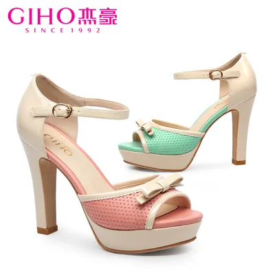 Купить Босоножки сандалии концы Джей Хо летние новые туфли на высоком каблуке  2014 конфеты цвет открытым носком толстым дном дышащий женская g41803 Giho  в интернет-магазине с Таобао (Taobao) из Китая, низкие цены