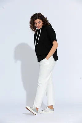 Костюм женский 3007 блуза чёрная-брюки молочные; блуза молочная-брюки  чёрные, блуза молочная-брюки молочные; блуза чёрная-брюки чёрные -  белорусская женская одежда больших размеров купить оптом и в розницу ||  begimoda.com