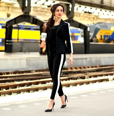 Широкие брюки на кнопках, черные брюки женские с лампасами - купить по  выгодной цене | AliExpress