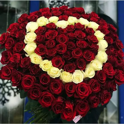 Купить 125 роз в виде сердца model №529 в Новосибирске
