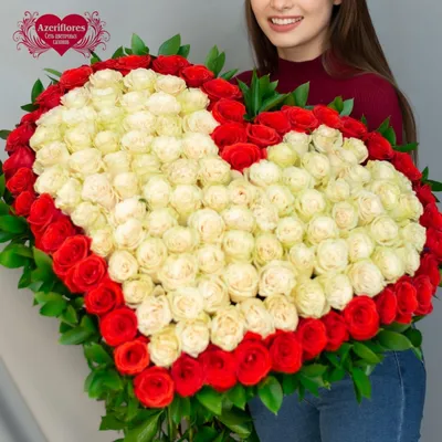 Купить охапку роз в виде сердца №2 в Хабаровске ❤ Azeriflores.ru