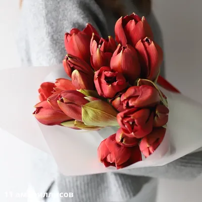 Букет из красных амариллисов - заказать доставку цветов в Москве от Leto  Flowers