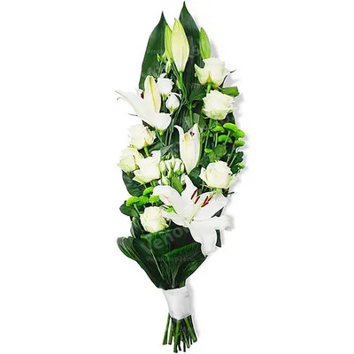 Траурный букет из белых роз и лилий от 4 600 руб - купить по выгодной цене  в Москве