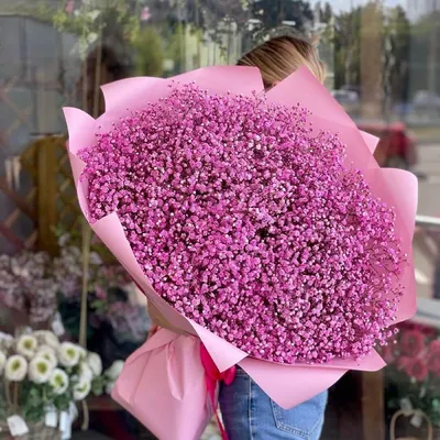 51 розовая гипсофила в букете | Бесплатная доставка цветов по Москве