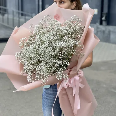 Огромный букет с белой гипсофилы купить Киев | Доставка цветов