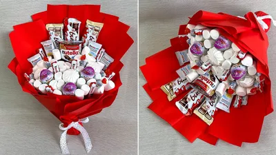 DIY sweet bouquet. Bouquet of marshmallows, marshmallows and kinder  chocolate - YouTube