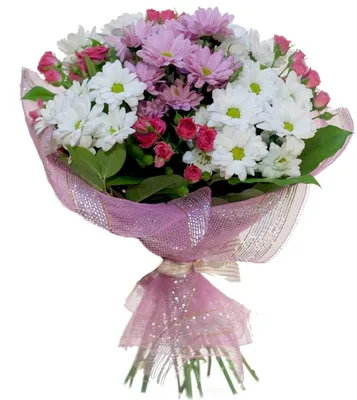 Букет из кустовых роз и хризантем \"Ванильное небо\" купить в Москве в Букет -Элит