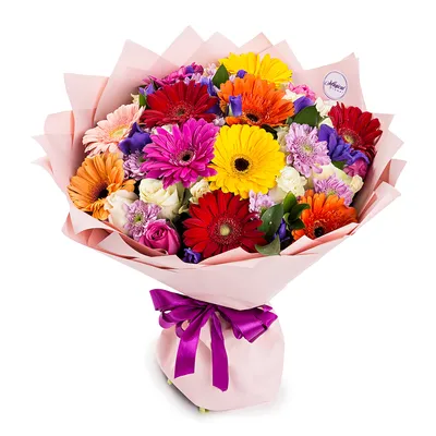 Букет из роз, гербер и хризантем - купить в Москве по цене 5390 р - Magic  Flower