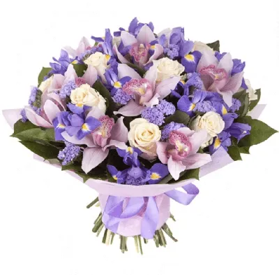 Купить букет из ирисов и орхидей по доступной цене с доставкой в Москве и  области в интернет-магазине Город Букетов