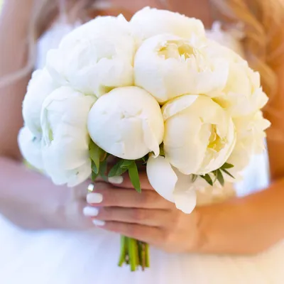 Букет невесты из 21 белого пиона купить в Москве с доставкой недорого
