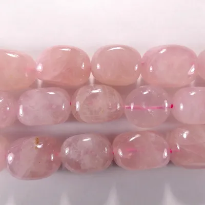 Купить натуральные бусины из камня кварц розовый 16х12 мм в интернет  магазине www.dulcetstone.ru