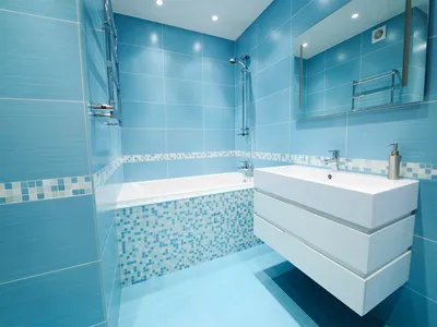 Голубой дизайн ванной комнаты