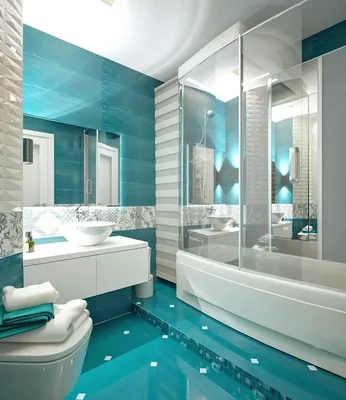 Błękitne płytki w łazience to bardzo dobry pomysł !, dzięki temu łazienka  wygląda este… | Бирюзовые ванные комнаты, Голубые ванные комнаты, Небольшие  ванные комнаты