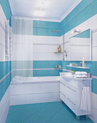 Интерьер ванной в голубых тонах - 72 фото