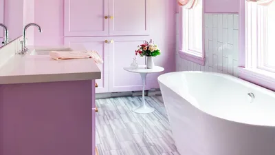 Сиреневая ванная комната: 34 фото дизайна интерьера
