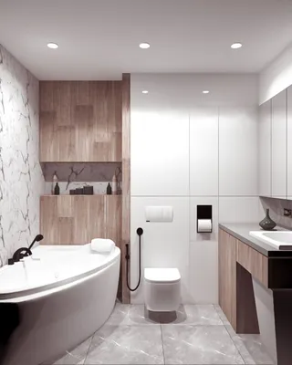 Маленькая ванна и душевая с фактурами дерева и мрамора | Ванная стиль,  Небольшие ванные комнаты, Современный дизайн ванной