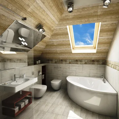 Ванная комната в мансарде фото