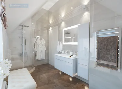 Дизайн интерьера частного дома - Ванная комната в мансарде