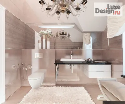 Дизайн интерьера ванной - Ванная комната на мансардном этаже в частном  домовладении