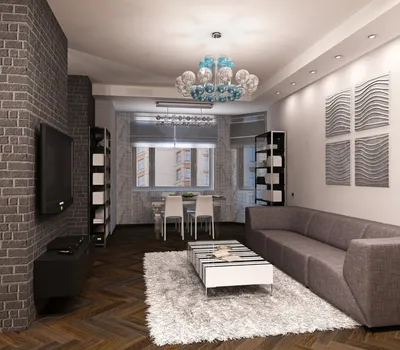 Стиль лофт в интерьере квартиры для молодого человека, 85 кв. м, «Пульс  мегаполиса» — Roomble.com