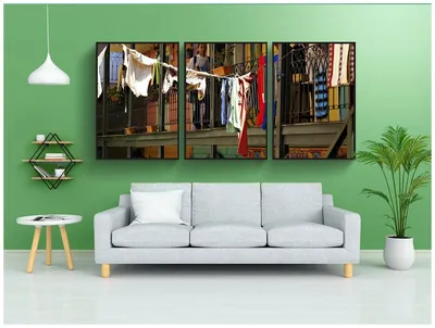 Модульный постер для интерьера \"Веревка для белья, caminito, дом\" 60x90 см.  в тубусе, без рамки — купить по выгодной цене на Яндекс Маркете