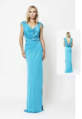 Синее вечернее платье в греческом стиле | Вечерние платья, Платье в греческом  стиле, Синие вечерние платья