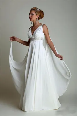 Свадебные платья в греческом стиле со шлейфом и V-образным вырезом - купить  по выгодной цене | AliExpress