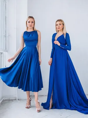 Синее платье на свадьбу Farfalle 1876 васильковый | Купить вечернее платье  в салоне Валенсия (Москва)